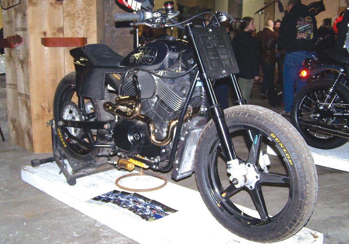 Suicide Machine Company’s H-D 750 had Lyndall brakes, öhlins shocks, and lots of carbon fiber