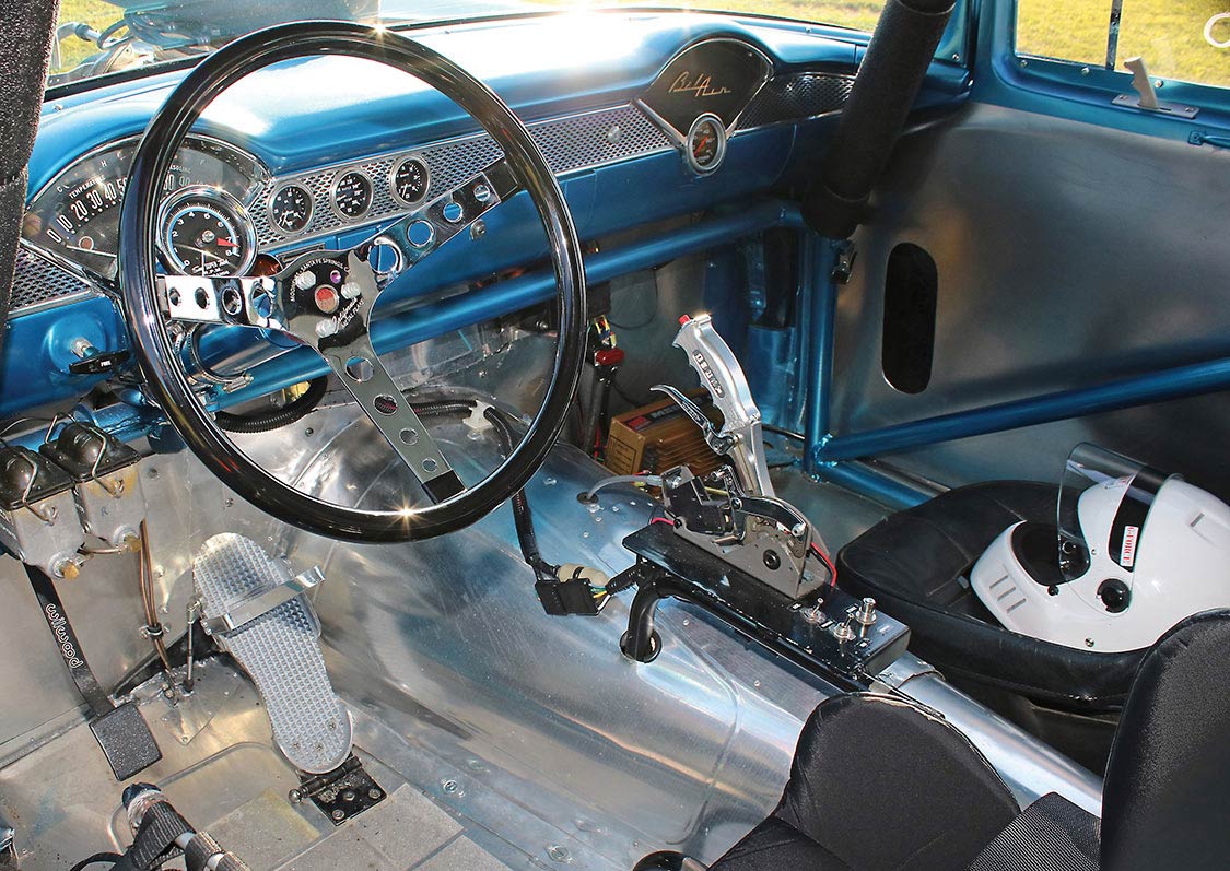 The cleanly crafted interior of Chevy Gasser