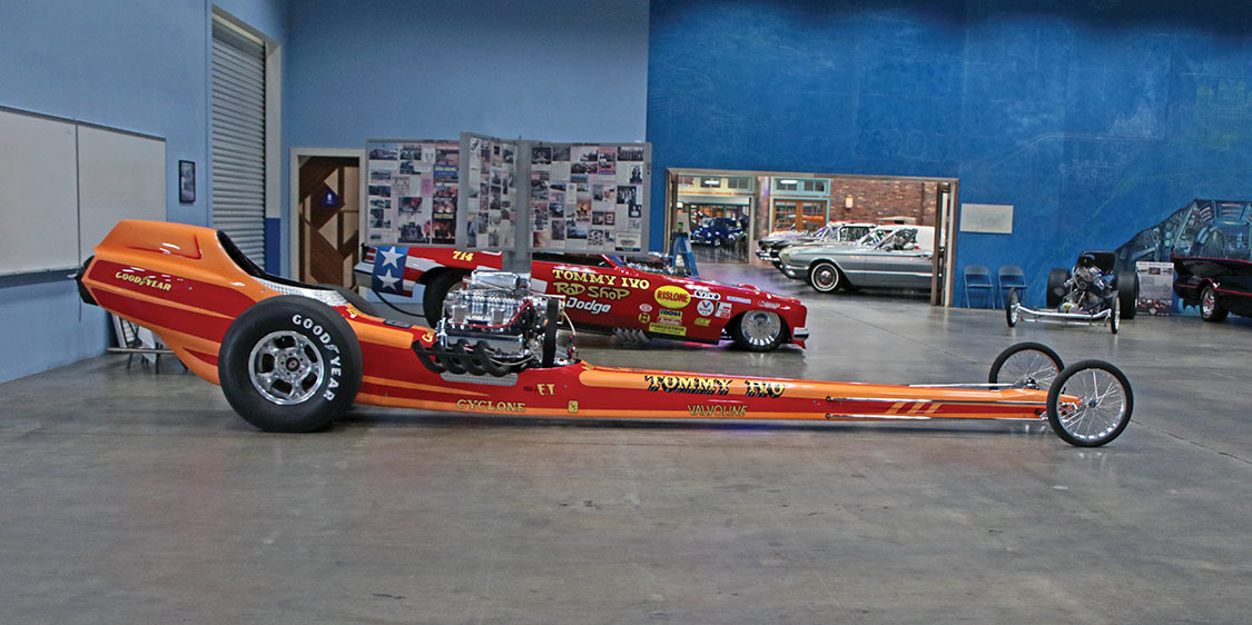 A Top Fuel dragster and a Funny Car