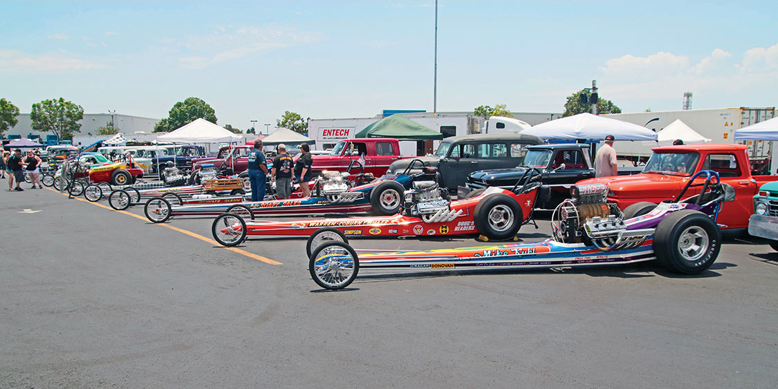 20 of the dragsters were in position