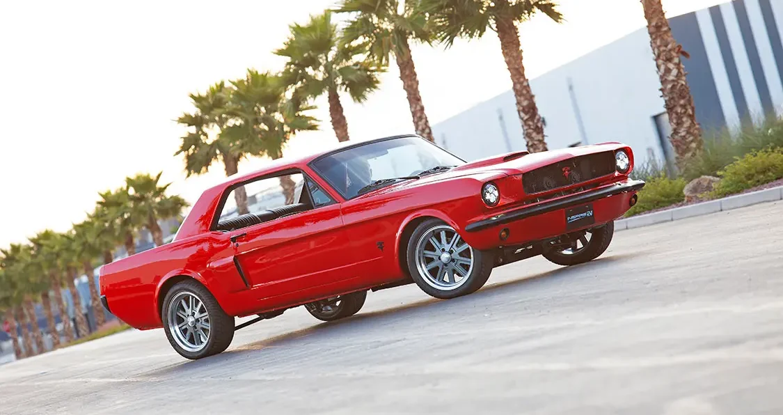 Red 1965 Electric Ford Mustang